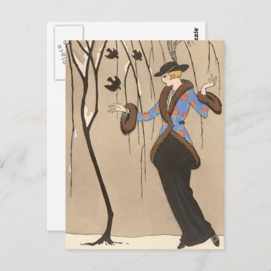 Lovely Sparrow by George Barbier Briefkaart (Voorkant / Achterkant)