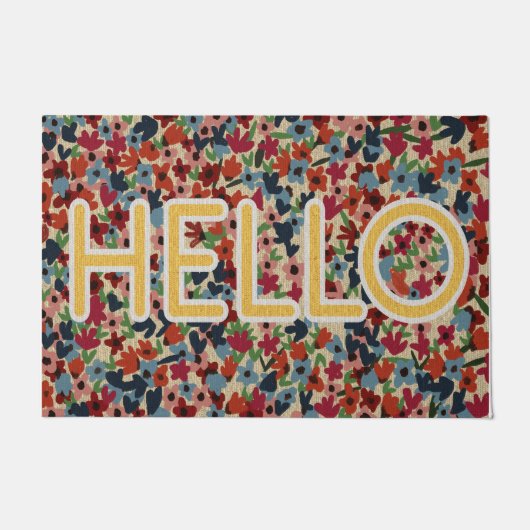  Lovely Spring Flowers Doormat, Hello   Deurmat (Voorkant)