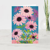 Lovely Spring Pink Daisies Happy Birthday Kaart (Voorkant)