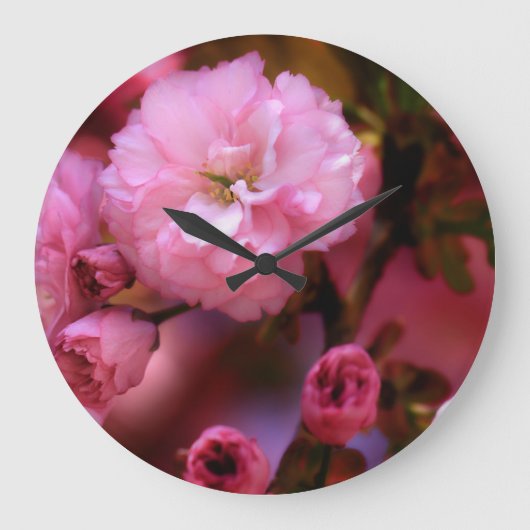 Lovely Spring roze Cherry Blossom Grote Klok (Voorkant)