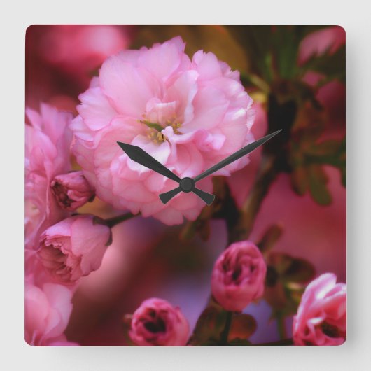 Lovely Spring roze Cherry Blossom Vierkante Klok (Voorkant)