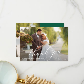 Lovely Stylish Calligraphy Wedding Bedankkaart