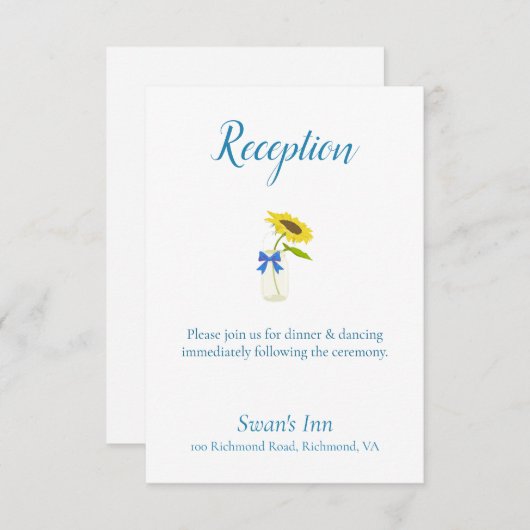 Lovely Sunflower Reception Informatiekaartje (Voorkant / Achterkant)