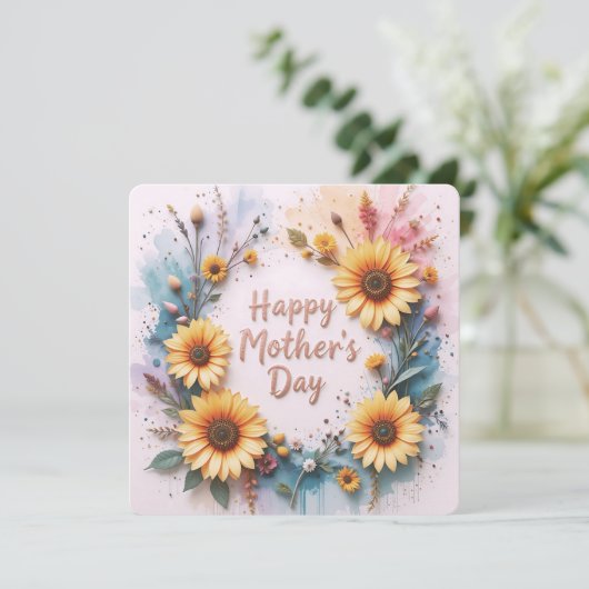 Lovely Sunflowers 3D Mother's Day Kaart (Staand voorkant)