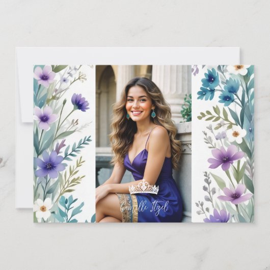 Lovely Sweet Floral Garland Spanish Photo Mis XV I Kaart (Voorkant)