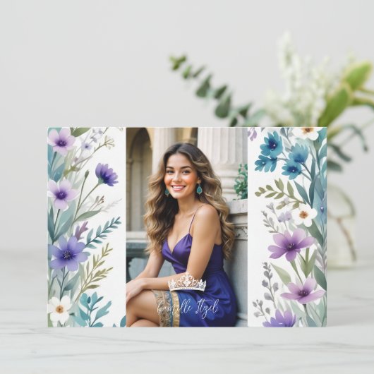 Lovely Sweet Floral Garland Spanish Photo Mis XV I Kaart (Staand voorkant)