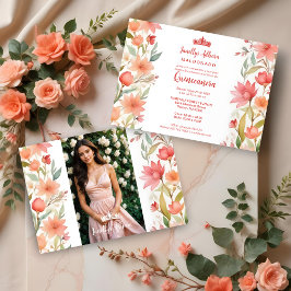 Lovely Sweet Floral Garland Spanish Photo Mis XV Kaart