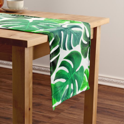Lovely Table Runner met Tropische Leaves Print Korte Tafelloper (Voorbeeld)