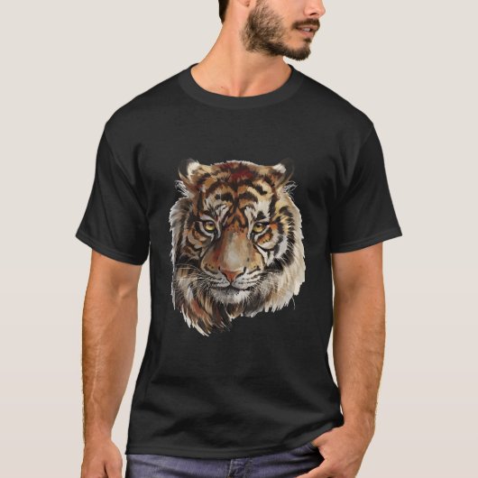 Lovely Tiger Hand Painted Portret T-shirt (Voorkant)