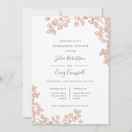 Lovely Tiny laat roze Whimsical Rehearsal Dinner Kaart (Voorkant)