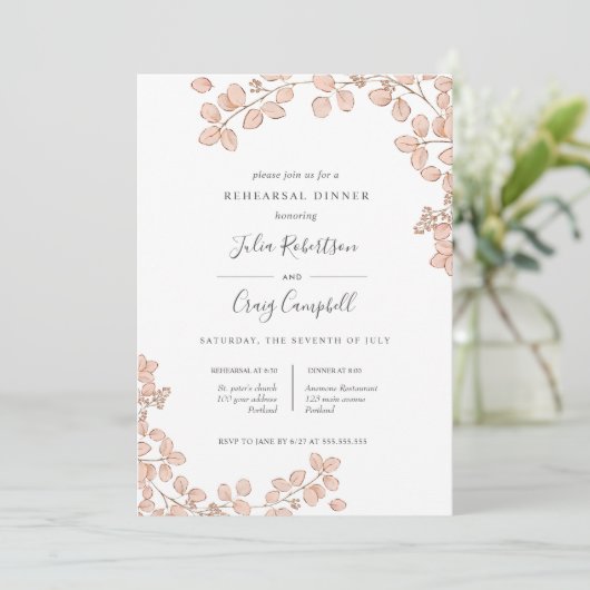 Lovely Tiny laat roze Whimsical Rehearsal Dinner Kaart (Staand voorkant)