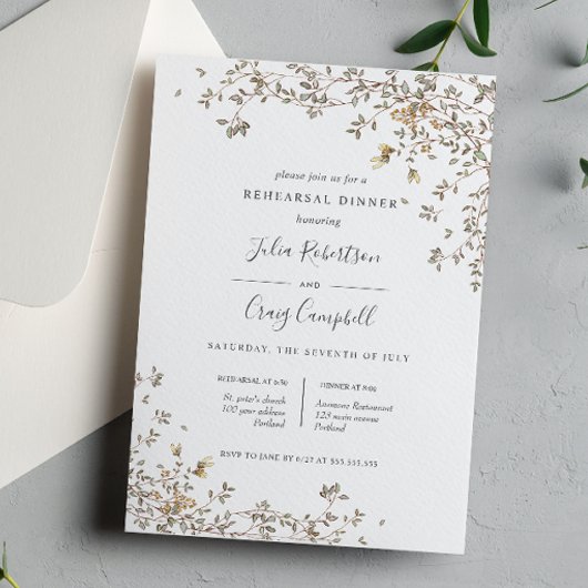 Lovely Tiny verloor green Whimsical Rehearsal Dinn Kaart