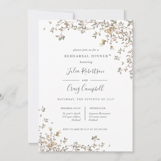 Lovely Tiny verloor green Whimsical Rehearsal Dinn Kaart (Voorkant)