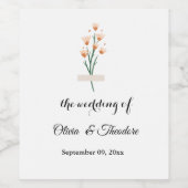 Lovely Trendy Pink Waterverf Wildflower Wijn Etiket (Enkel label)