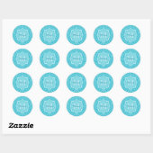 Lovely Turquoise Damask Patroonmonogram met naam Ronde Sticker (Vel)