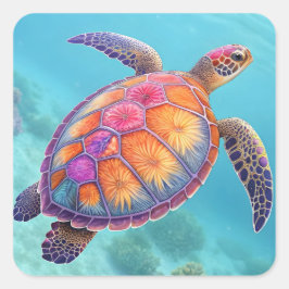 Lovely Turtle Vierkante Sticker