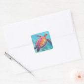 Lovely Turtle Vierkante Sticker (Envelop)
