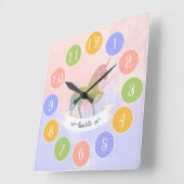 Lovely Unicorn Silhouette gevuld met Glitter Vierkante Klok (Hoek)