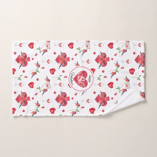 Lovely Valentine's Day Pattern | Monogrammed Bad Handdoek (Handdoek)