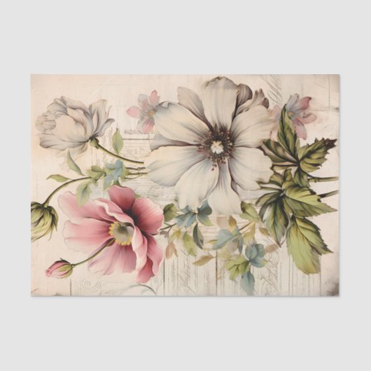 Lovely Vintage Inspired Botanical Flowers Tissuepapier (Voorkant)