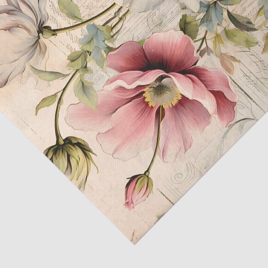 Lovely Vintage Inspired Botanical Flowers Tissuepapier (Detail)