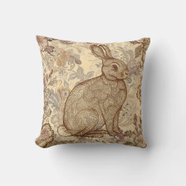 Lovely Vintage Rabbit, A Rabbit Amidst the Blooms Kussen