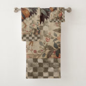 Lovely Vintage Rooster and Flowers Pattern  Bad Handdoek (Insitu)