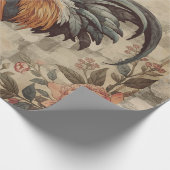 Lovely Vintage Rooster and Flowers Pattern  Cadeaupapier (Hoek)