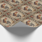 Lovely Vintage Rooster and Flowers Pattern Cadeaupapier (Hoek)