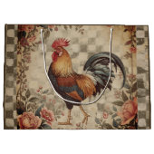 Lovely Vintage Rooster and Flowers Pattern  Groot Cadeauzakje (Achterkant)