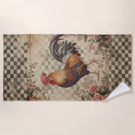 Lovely Vintage Rooster and Flowers Pattern  Strandlaken