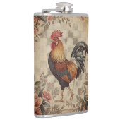 Lovely Vintage Rooster ,Flowers Pattern, Checke Heupfles (Rechts)