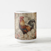 Lovely Vintage Rooster ,Flowers Pattern, Checke Koffiemok (Center)