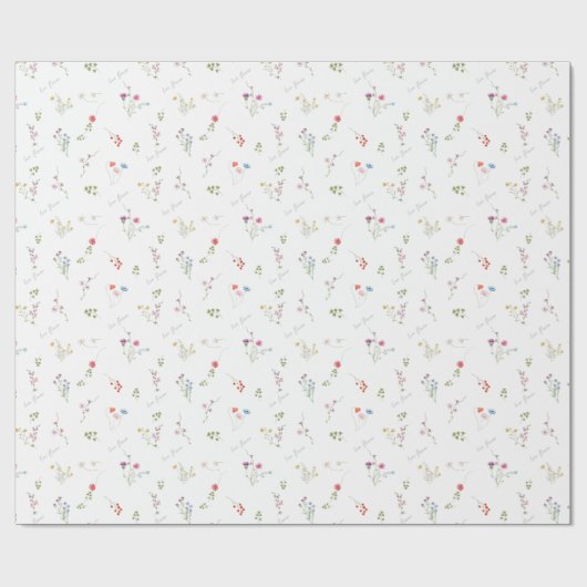 Lovely Watercolor Flower Wrapping Paper Cadeaupapier (Vlak)