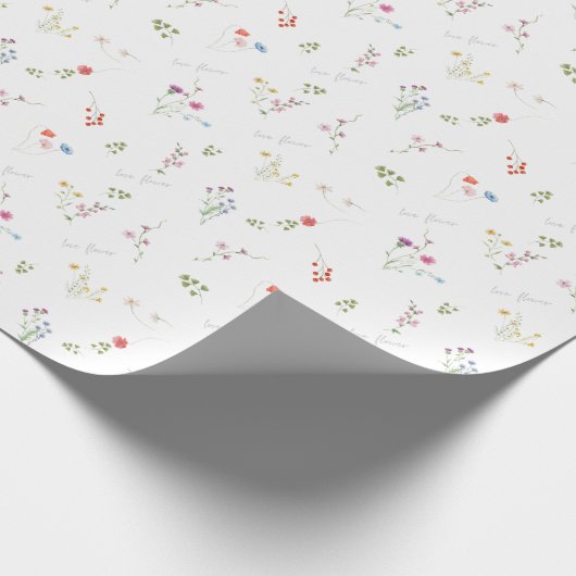 Lovely Watercolor Flower Wrapping Paper Cadeaupapier (Hoek)