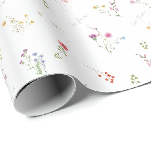 Lovely Watercolor Flower Wrapping Paper Cadeaupapier (Rol Hoek)