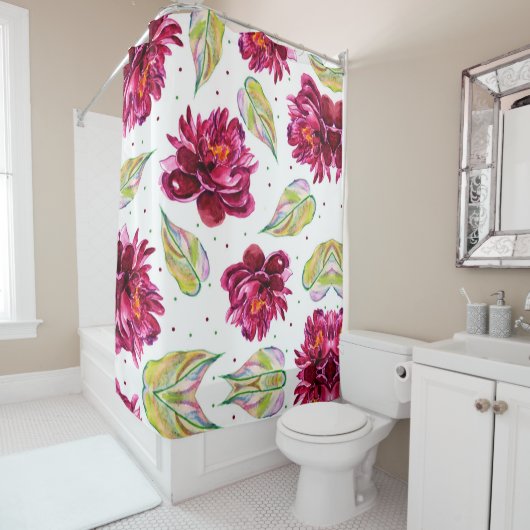 Lovely Waterverf Floral Douchegordijn (In situ)