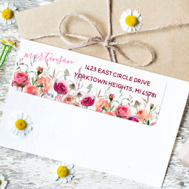 Lovely Waterverf Flower Garden Return-adres Etiket