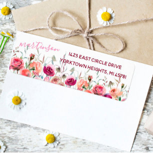 Lovely Waterverf Flower Garden Return-adres Etiket
