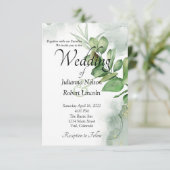 Lovely waterverf greenery bruiloft-uitnodiging kaart (Staand voorkant)