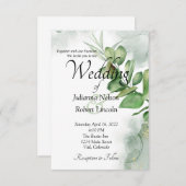 Lovely waterverf greenery bruiloft-uitnodiging kaart (Voorkant / Achterkant)