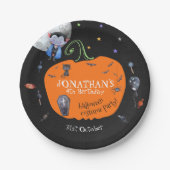 Lovely Waterverf Halloween Kinder Costume Party Papieren Bordje (Voorkant)