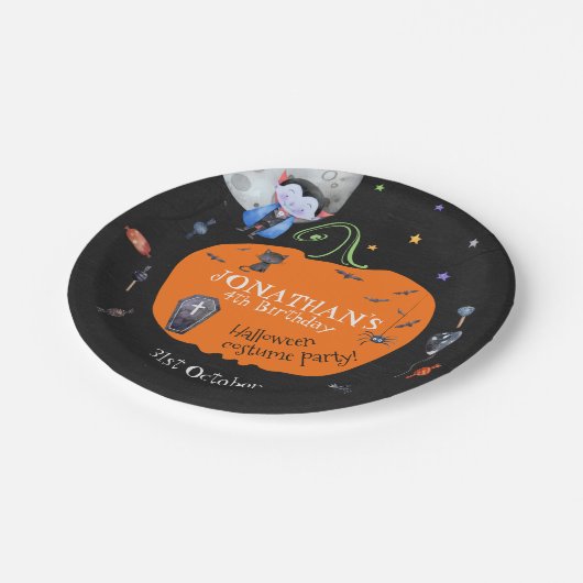 Lovely Waterverf Halloween Kinder Costume Party Papieren Bordje (Gekanteld)