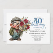Lovely Whimsical Man 50th Birthday Humor Cartoon  Kaart (Voorkant)
