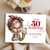 Lovely Whimsical Woman 50th Birthday Humor Greetin Kaart