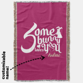 Lovely White en Magenta Bunny Pun Typography Deken