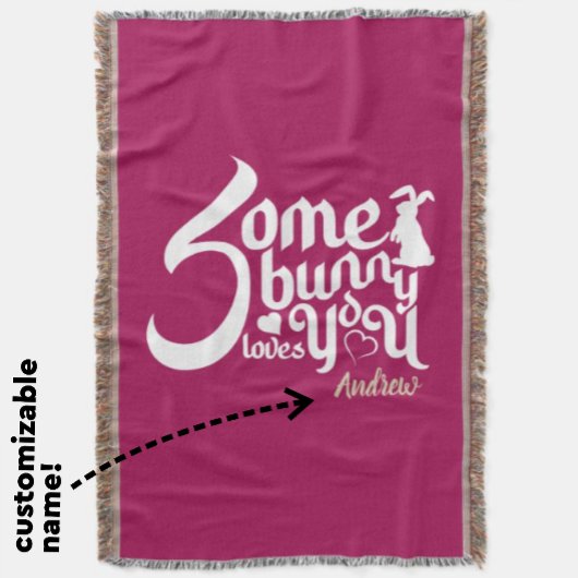 Lovely White en Magenta Bunny Pun Typography Deken