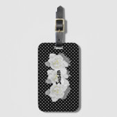 Lovely White Gardenia Flowers on Black and White Bagagelabel (Voorkant (verticaal))