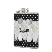 Lovely White Gardenia Flowers on Black and White Heupfles (Links)