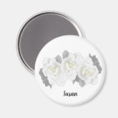 Lovely White Gardenia Flowers on White Magneet (Voorkant / Achterkant)